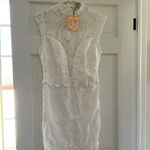 White Lace Midi Dress - image 1